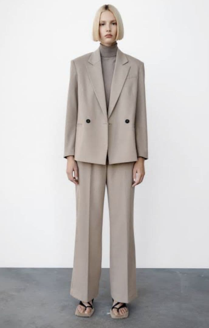 新品未使用 ZARA ダブルブレストブレザー ストレートレッグパンツ セット