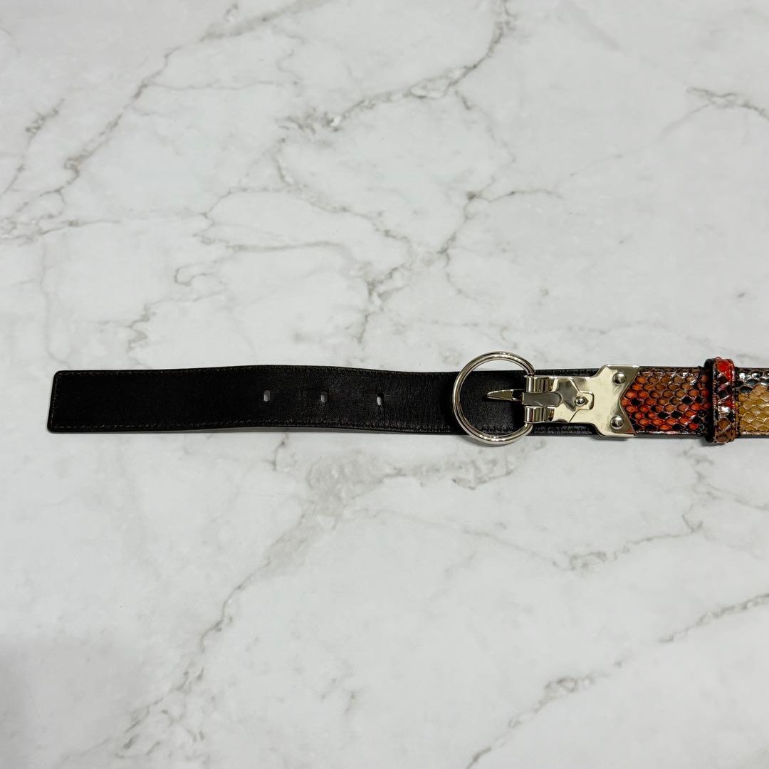 【極美品】 イヴサンローランリヴゴーシュ パイソンレザー フックバックル ベルト