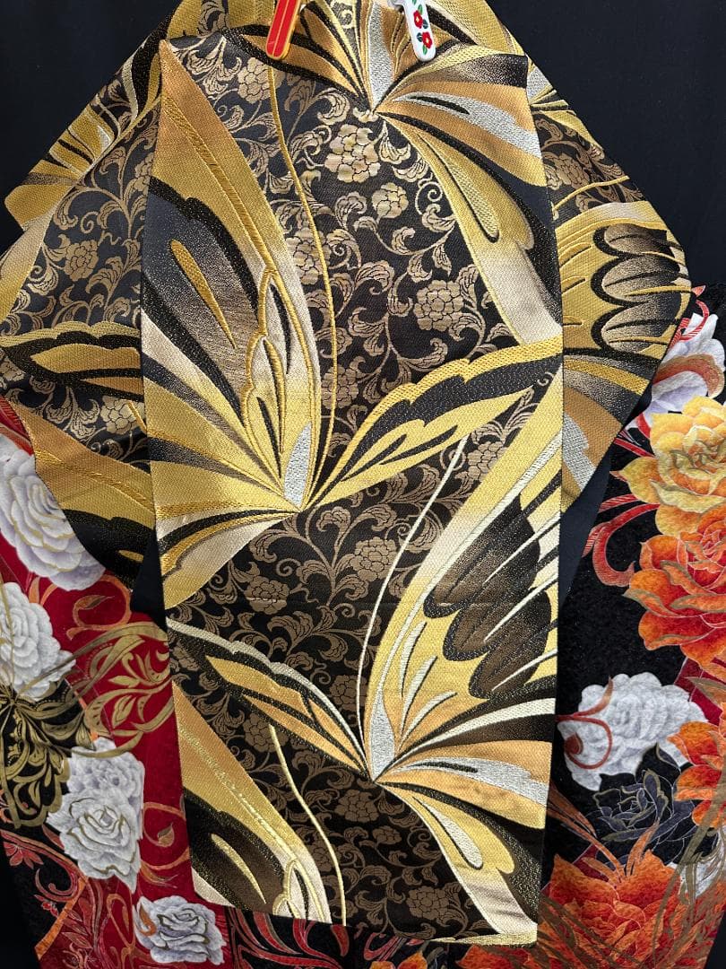 赤黒金 薔薇ゴールド小悪魔ageha系振袖フルセット