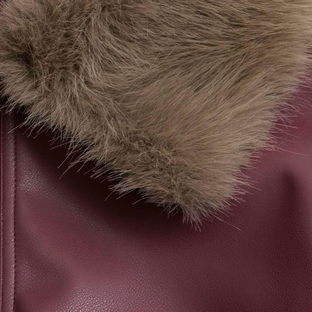 インターファクトリー rinka 2wayフェイクレザーブルゾン レッド ファー