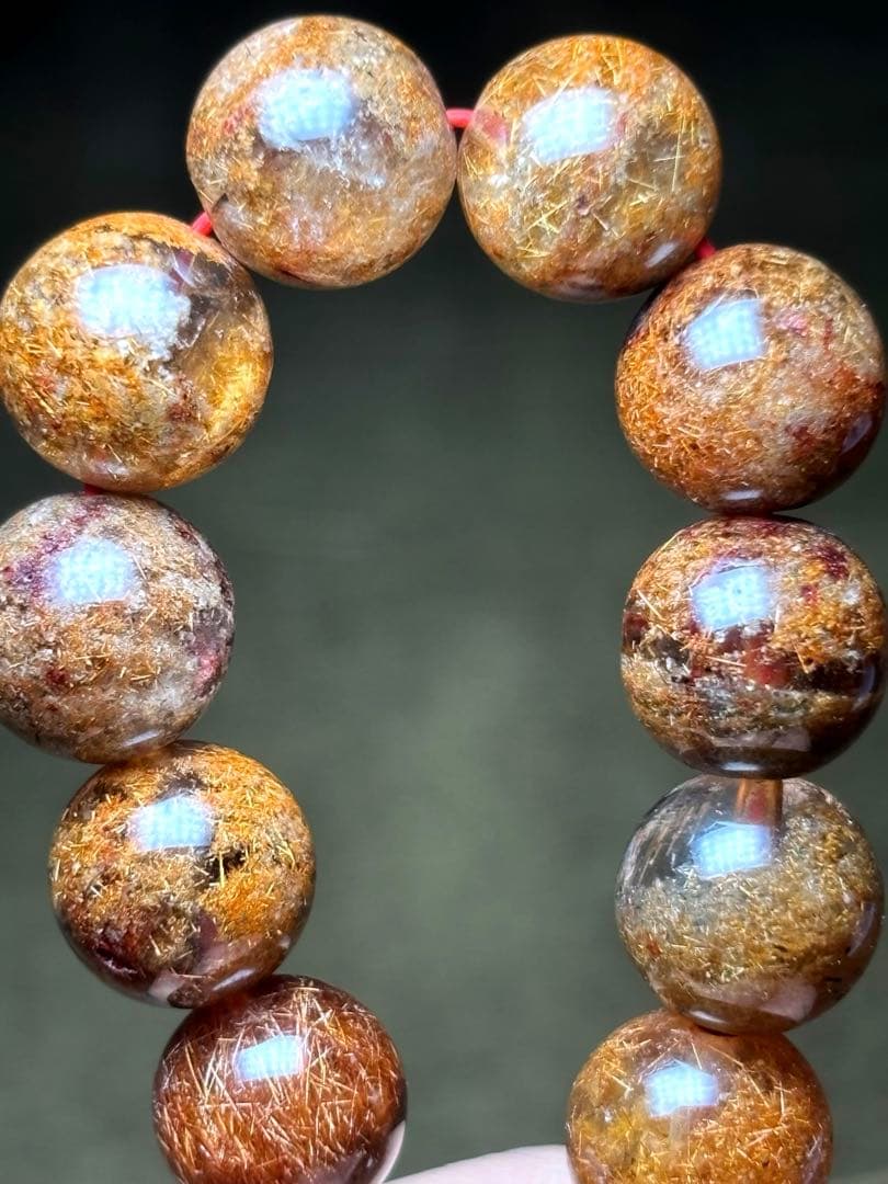 【超希少】　ガーデンルチルクォーツブレスレット約10㎜（新品未使用）高品質　金運