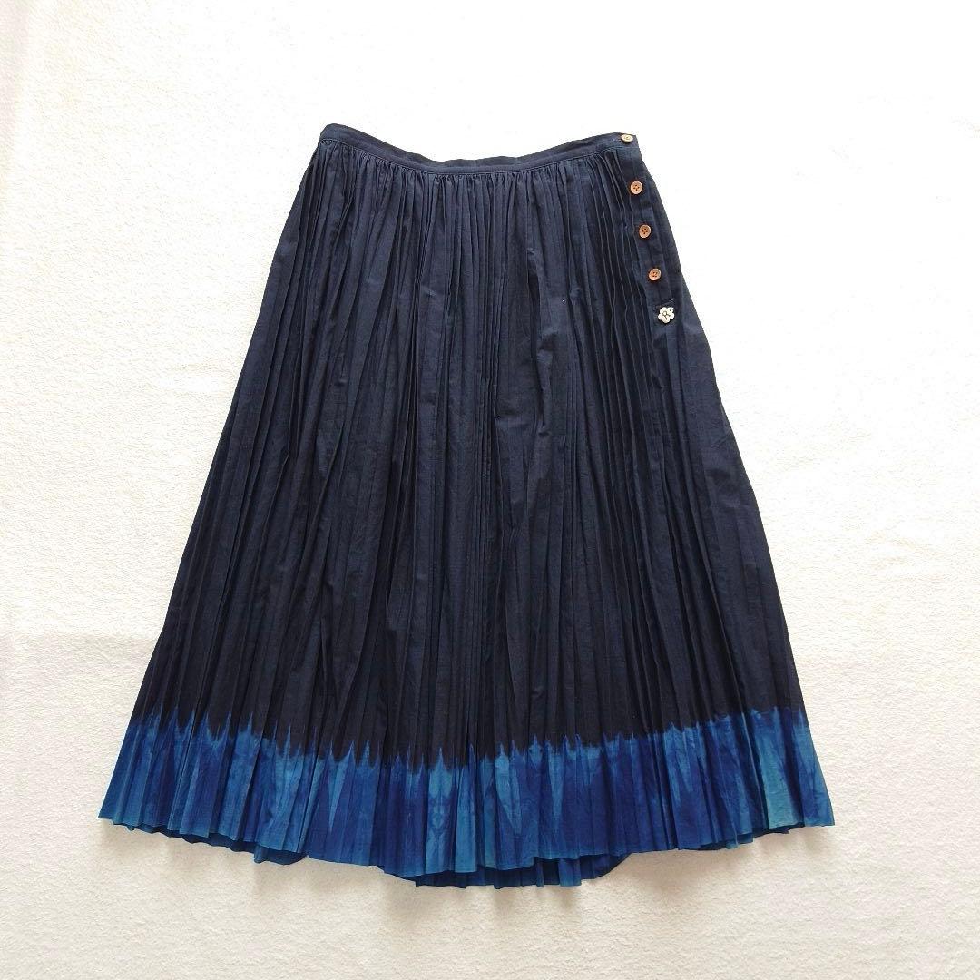45R 藍染　プリーツスカート　45rpm
