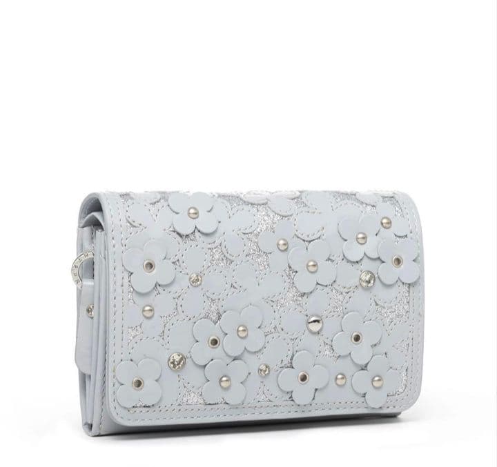 ANTEPRIMA 花柄 二つ折り財布 ブルーグレー