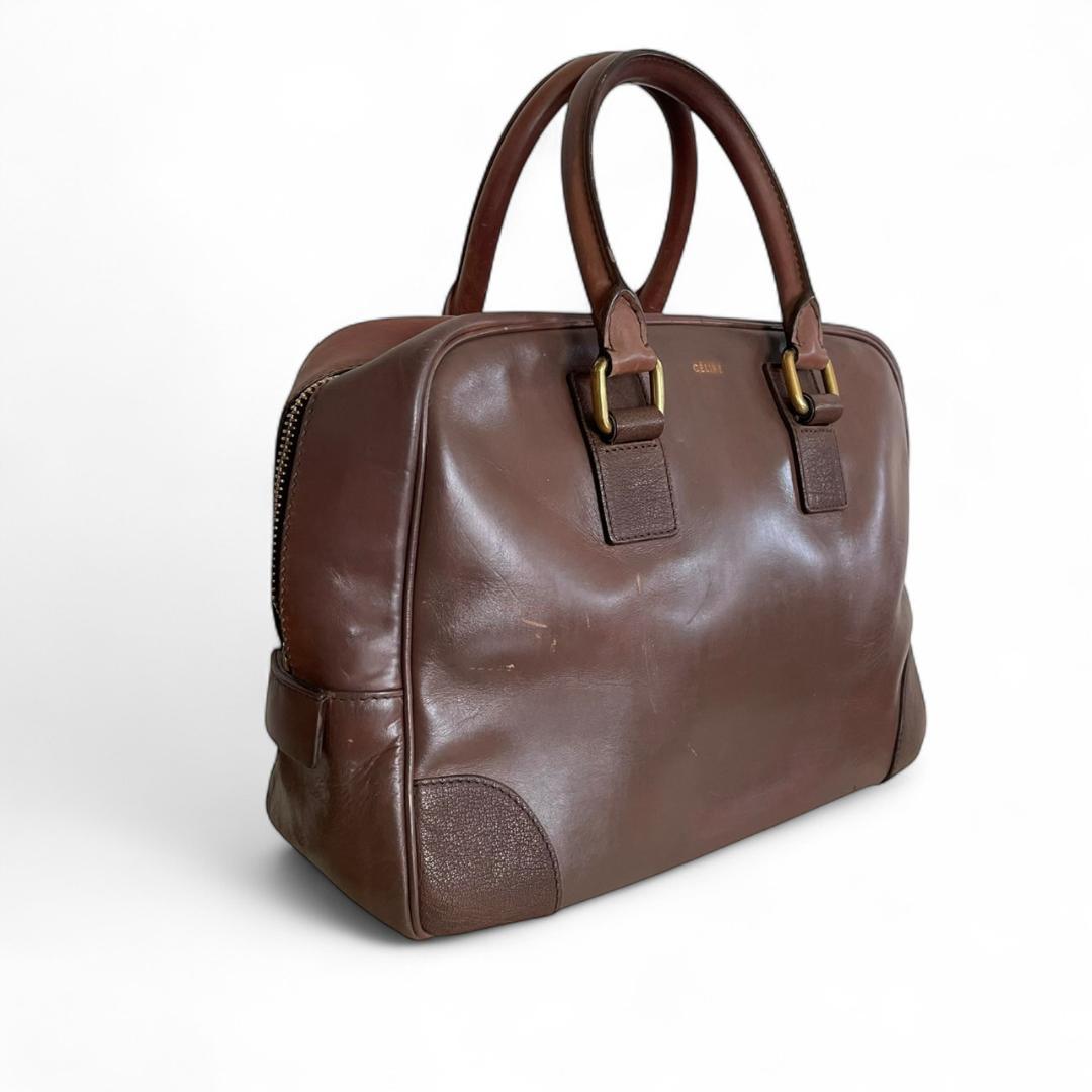 【希少】 CELINE セリーヌ ボストンバッグ オールレザー ブラウン 茶色