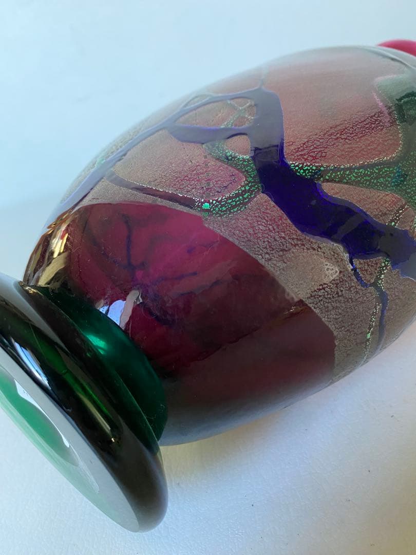 津軽びいどろ　花瓶　ガラス工芸　ハンドメイド　未使用　置物