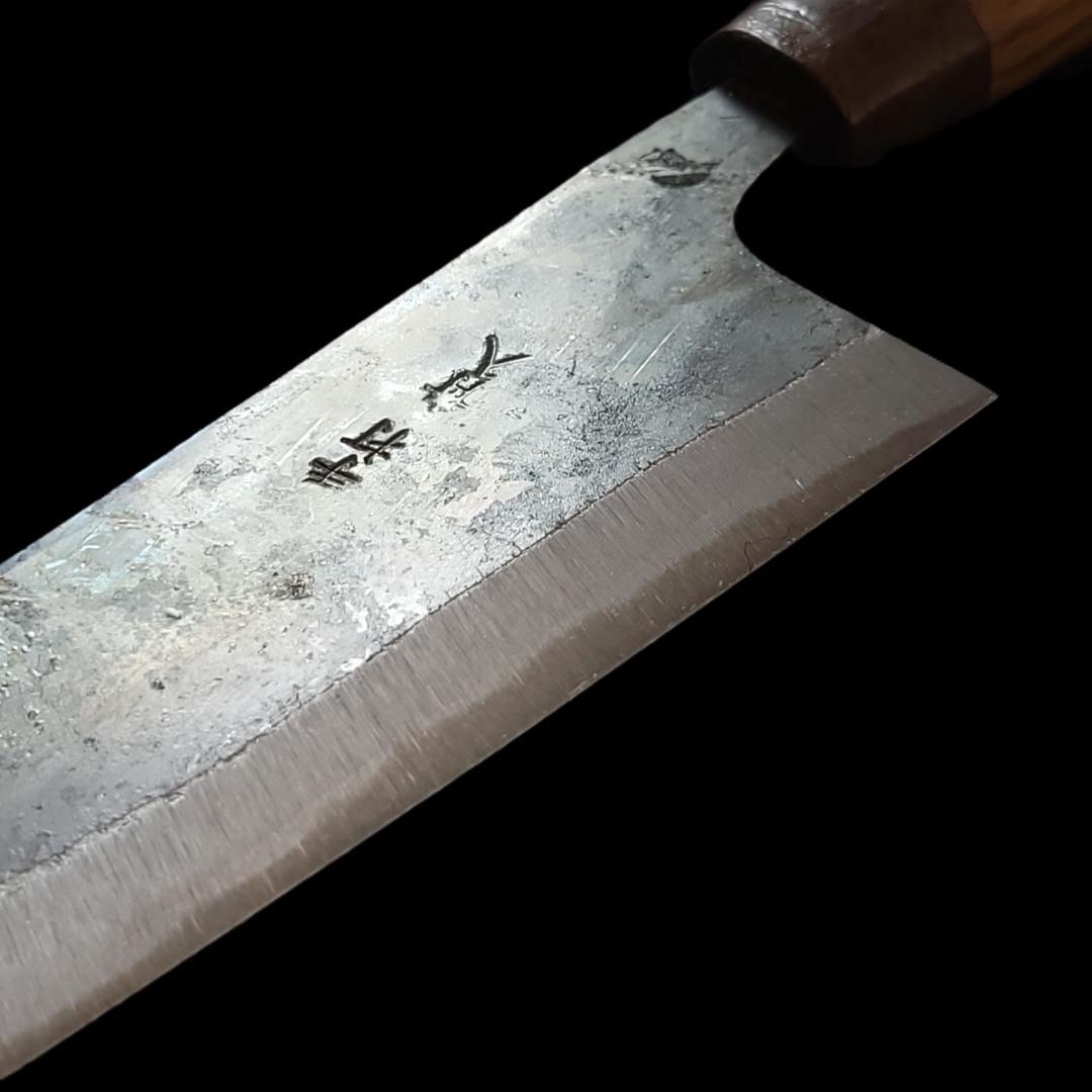 青紙２号 黒打 文化包丁 170㎜ G9396 ベリ柄 手作り １点物 月光作