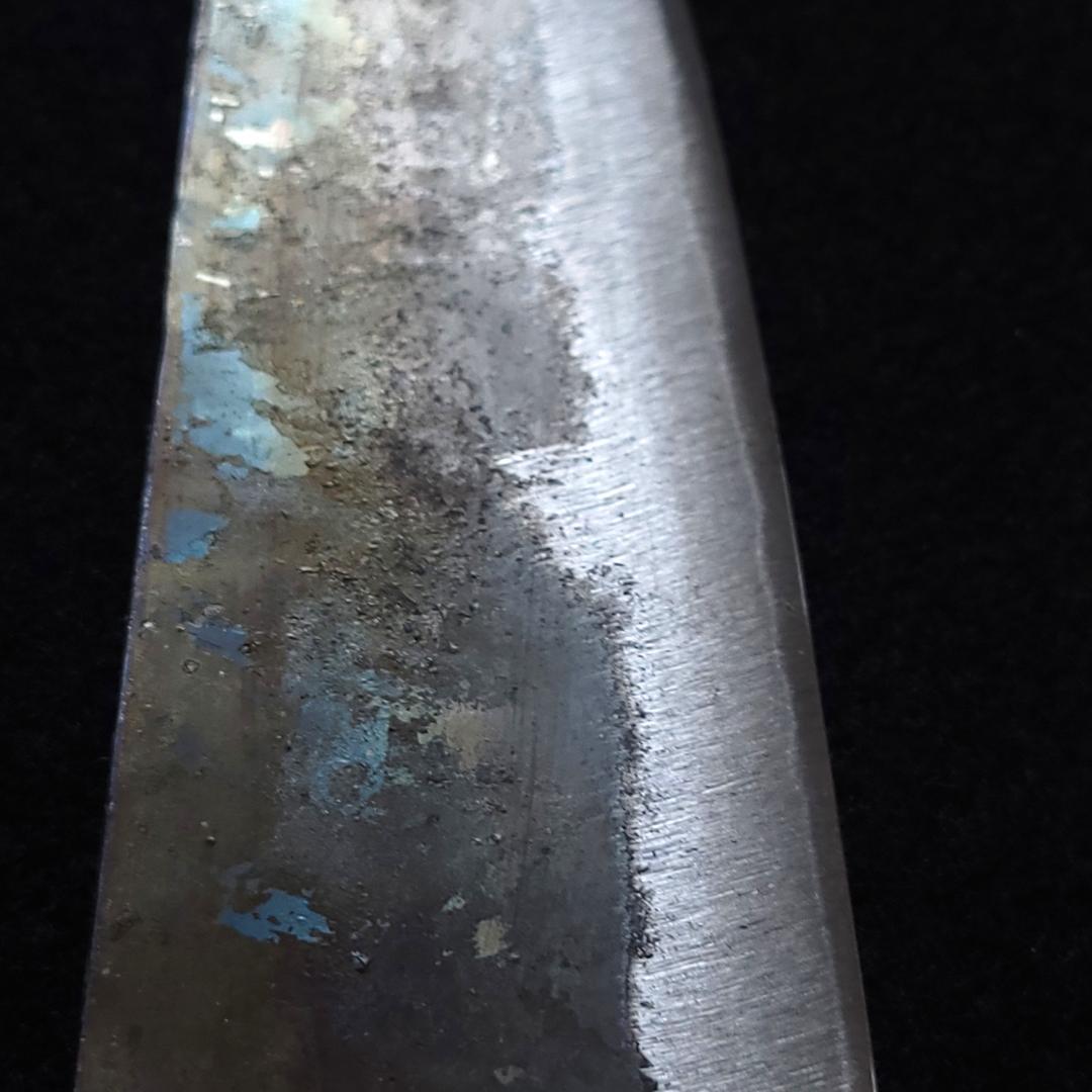 青紙２号 黒打 文化包丁 170㎜ G9396 ベリ柄 手作り １点物 月光作