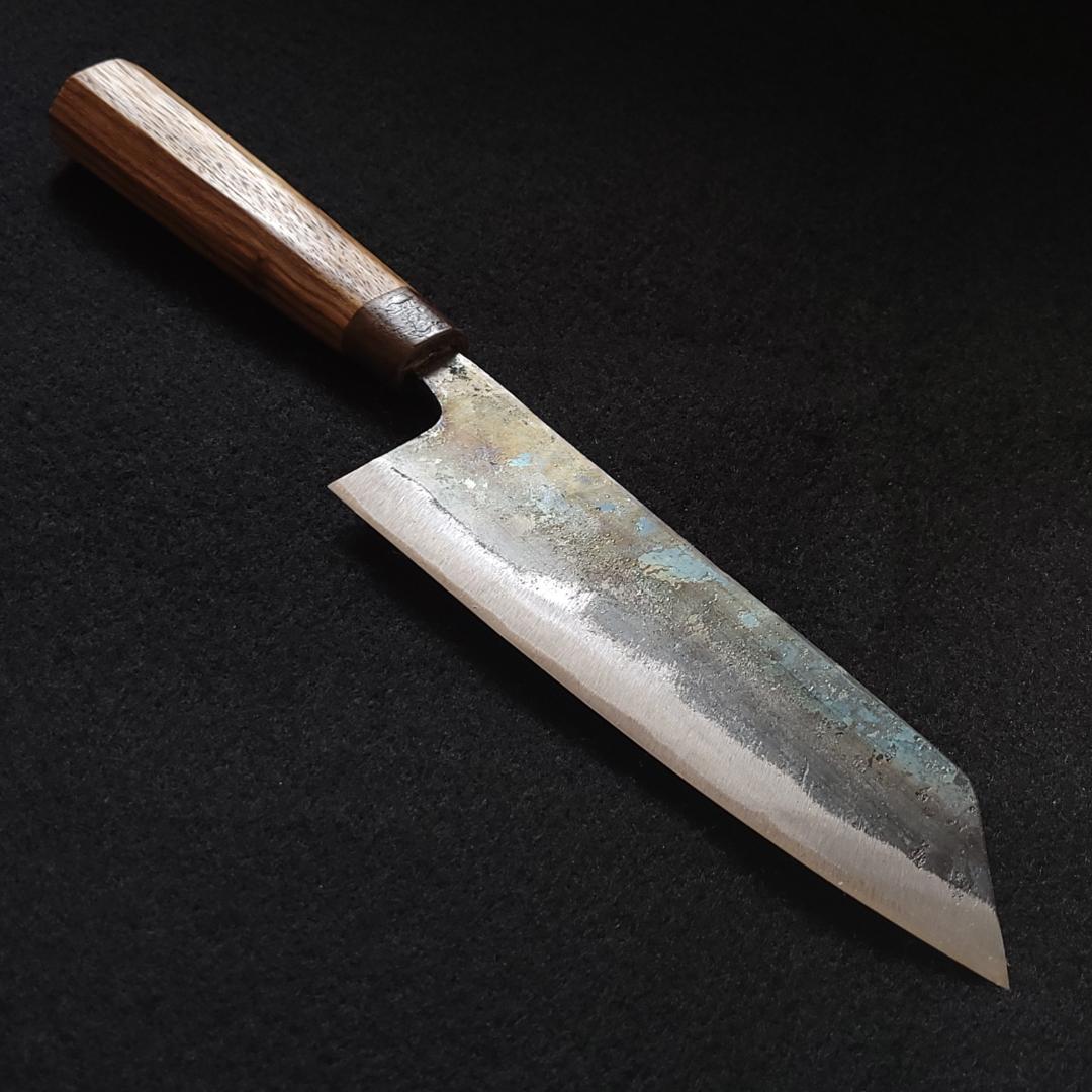 青紙２号 黒打 文化包丁 170㎜ G9396 ベリ柄 手作り １点物 月光作