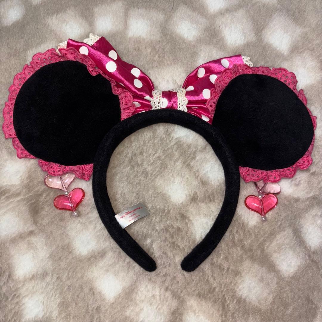 ミニーマウス耳カチューシャ（ピンク・水玉）