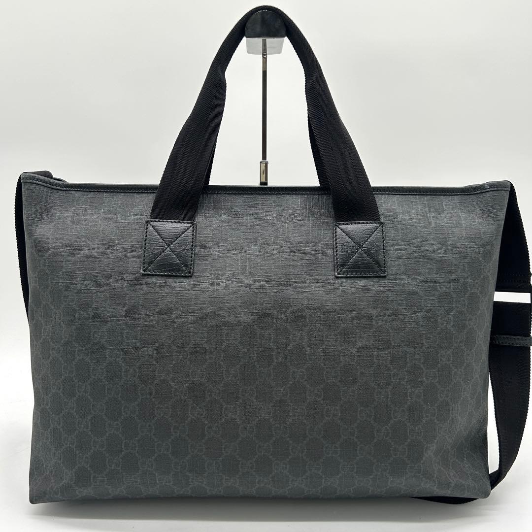 【極美品】グッチ 2way トートバッグ GGスプリーム 黒 大容量 斜め掛け