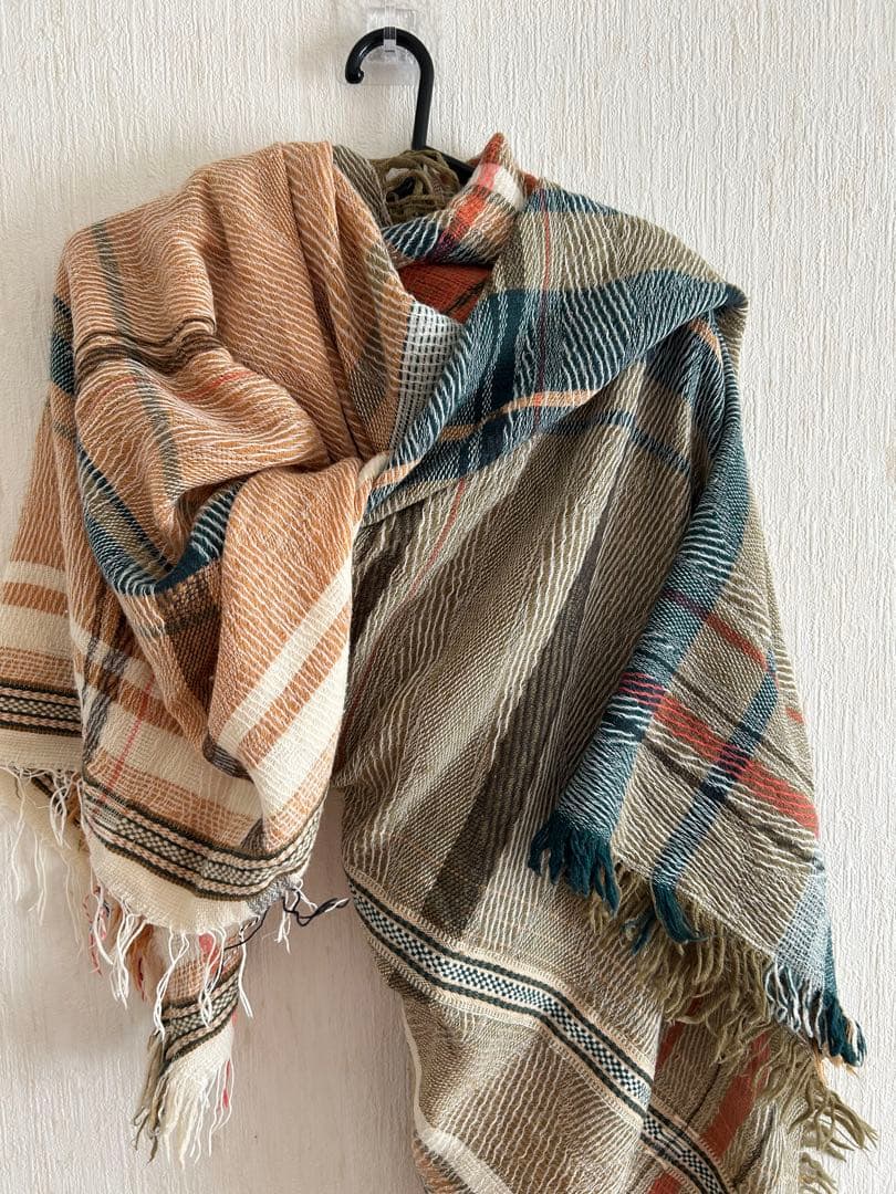 tamaki niime ウール混ショール ジャガード模様BIG