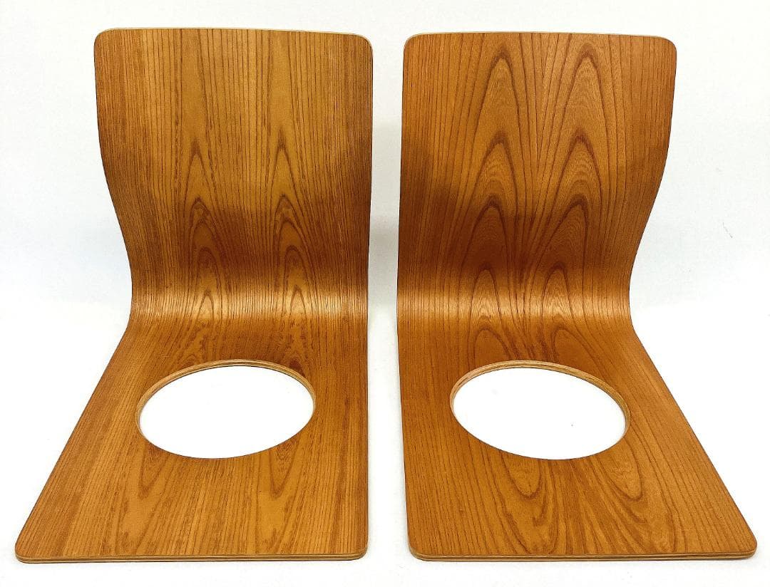 Tendo 天童木工 座椅子 2脚セット 藤森健次 曲げ木 ケヤキ板目 曲木③