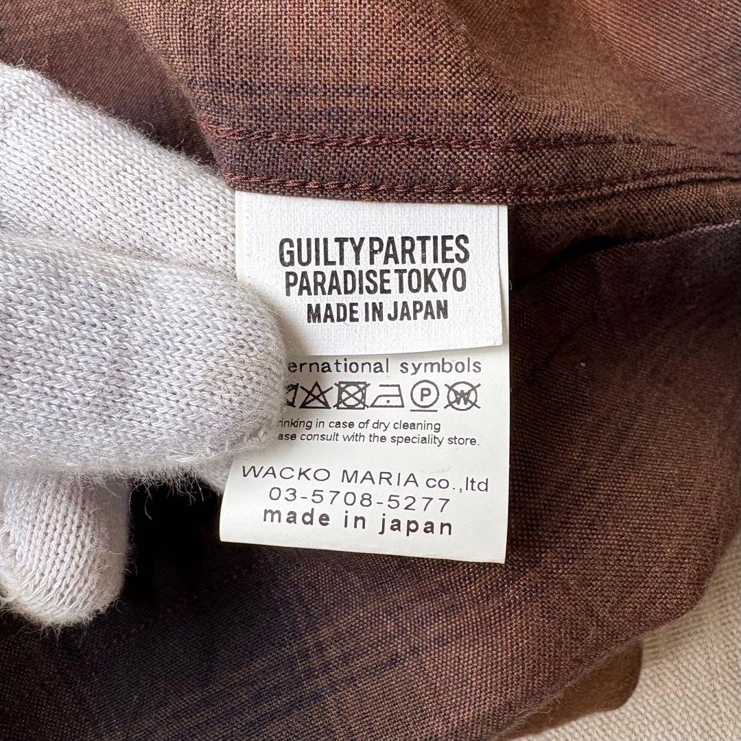 WACKO MARIA オンブレチェック オープンカラーシャツ ブラウン L