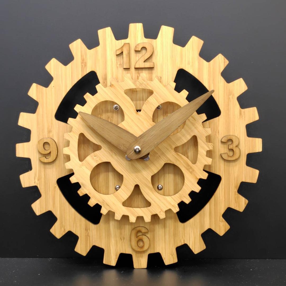 誠時 フラド HY-001 歯車 竹文字盤 壁掛け時計 未使用品 MH092