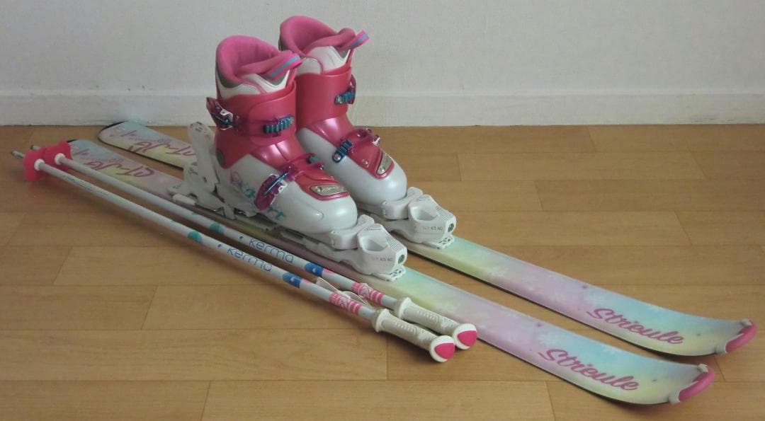 ■■12月・1月限定■送料無料■子供用スキーフルセット■120/22■WAX済■