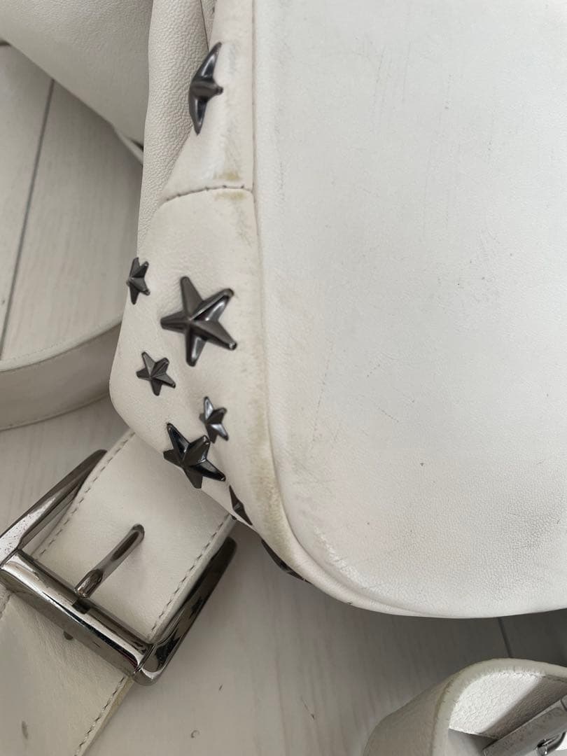 ジミーチュウ フィッツロイ バッグパック リュック スタースタッズ 白 レザー