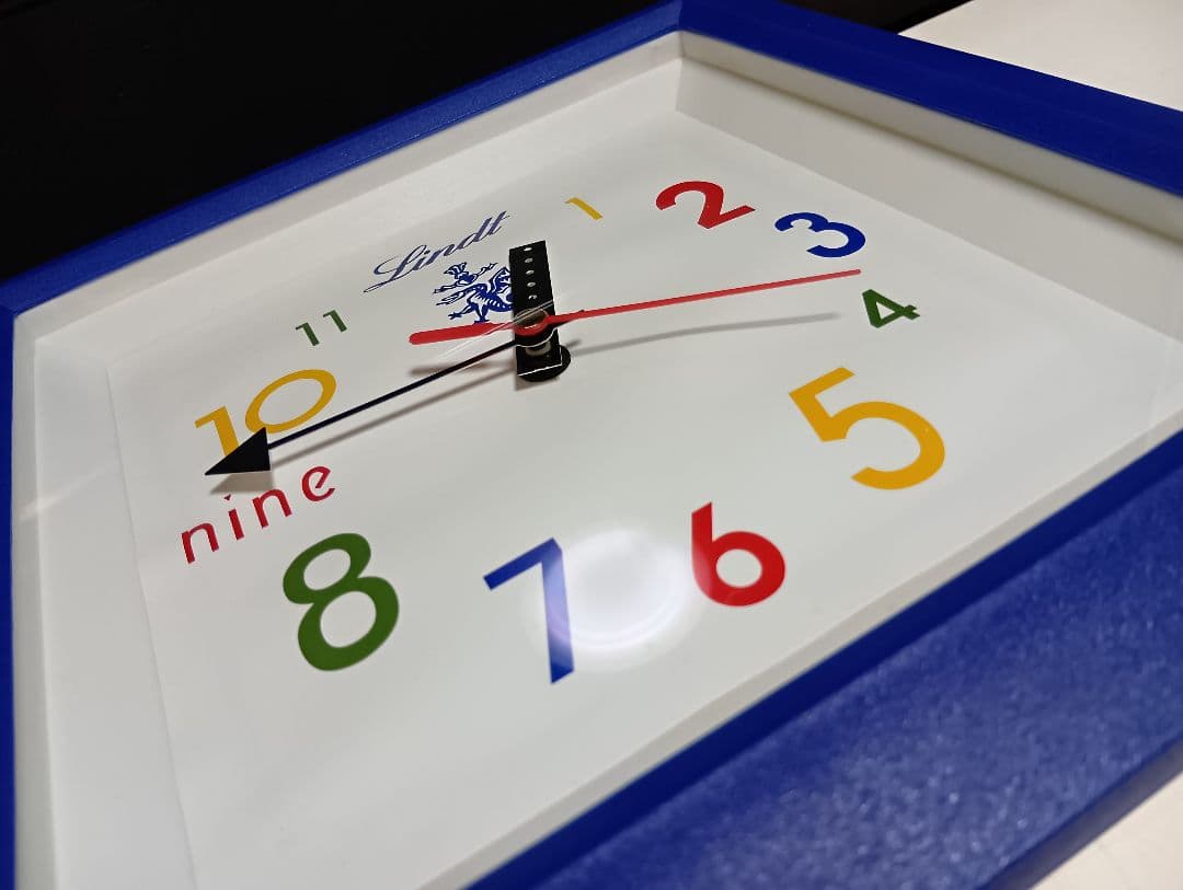 リンツ　非売品　ノベルティ　ブルー　ポストモダン　ウォールクロック　壁掛け時計