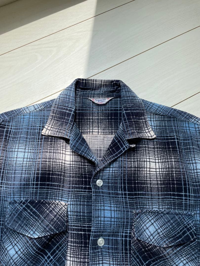 60s プリントネル オンブレー シャドーチェック ビンテージ ネルシャツ