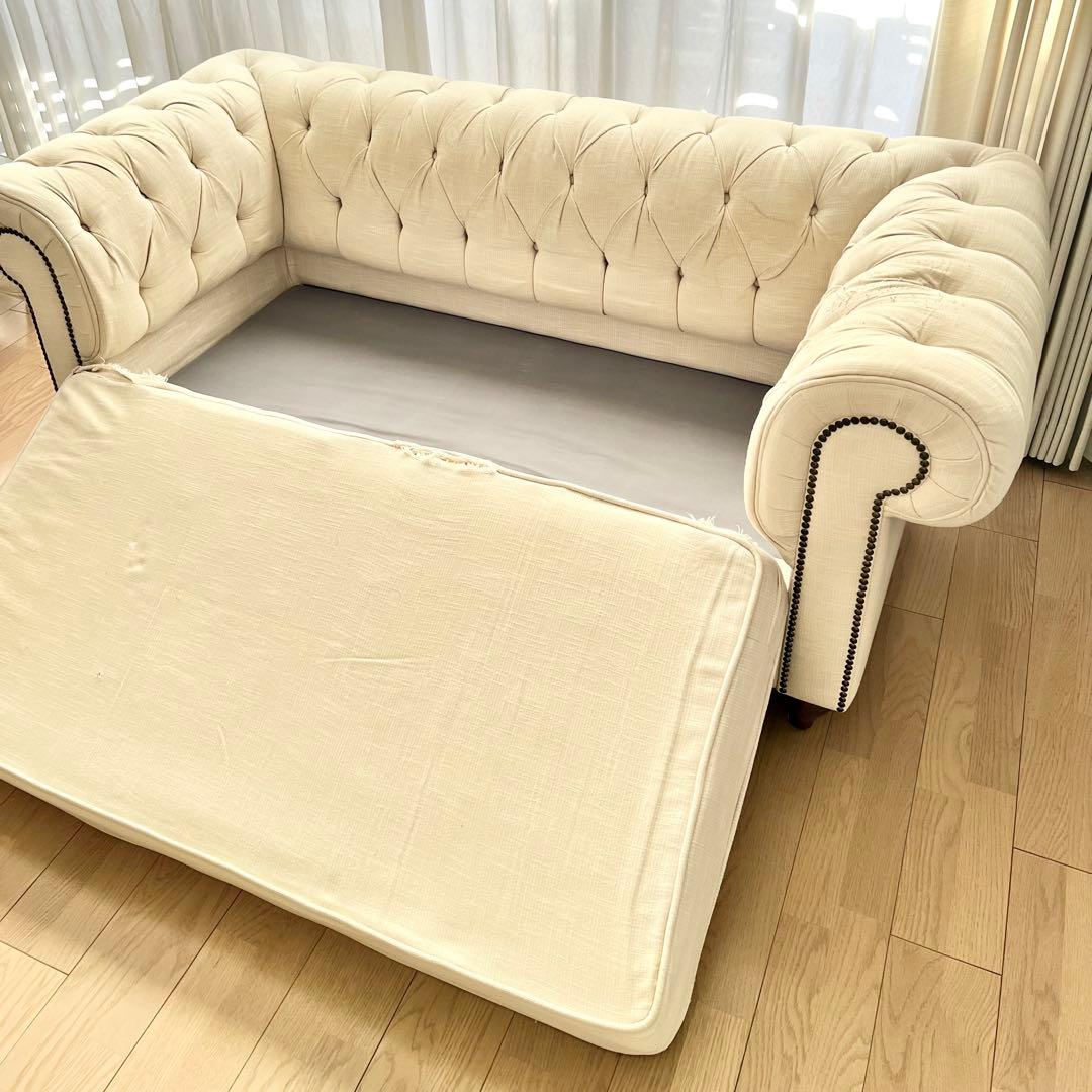 レア物【完売】kinoチェスターフィールドスタイル ラブソファー アイボリー