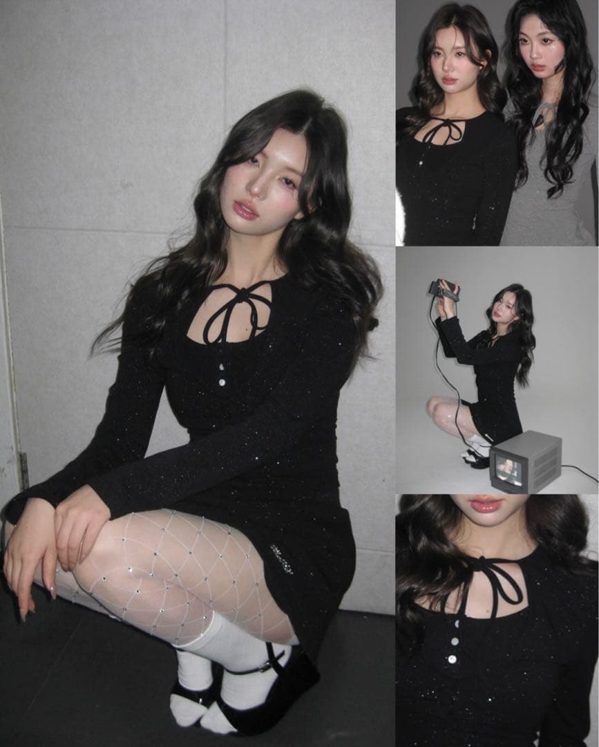 ワンピース ANDWANG Kirakira mini drees & cardigan