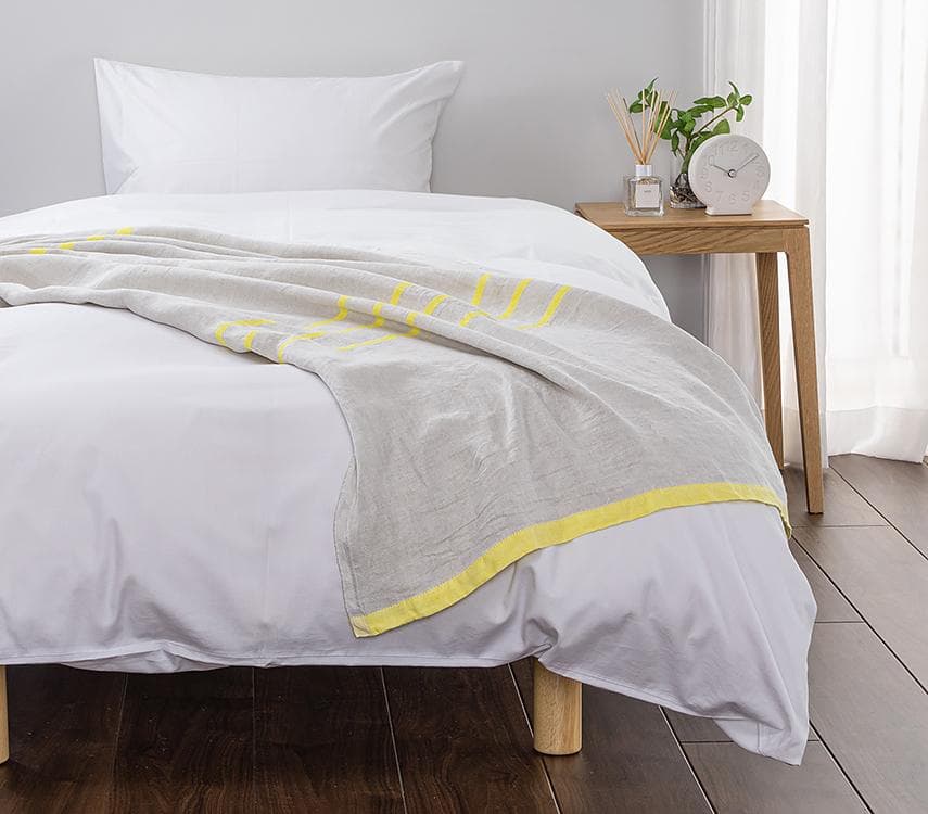 LAPUAN KANKURIT リネンブランケット グレー＆イエロー