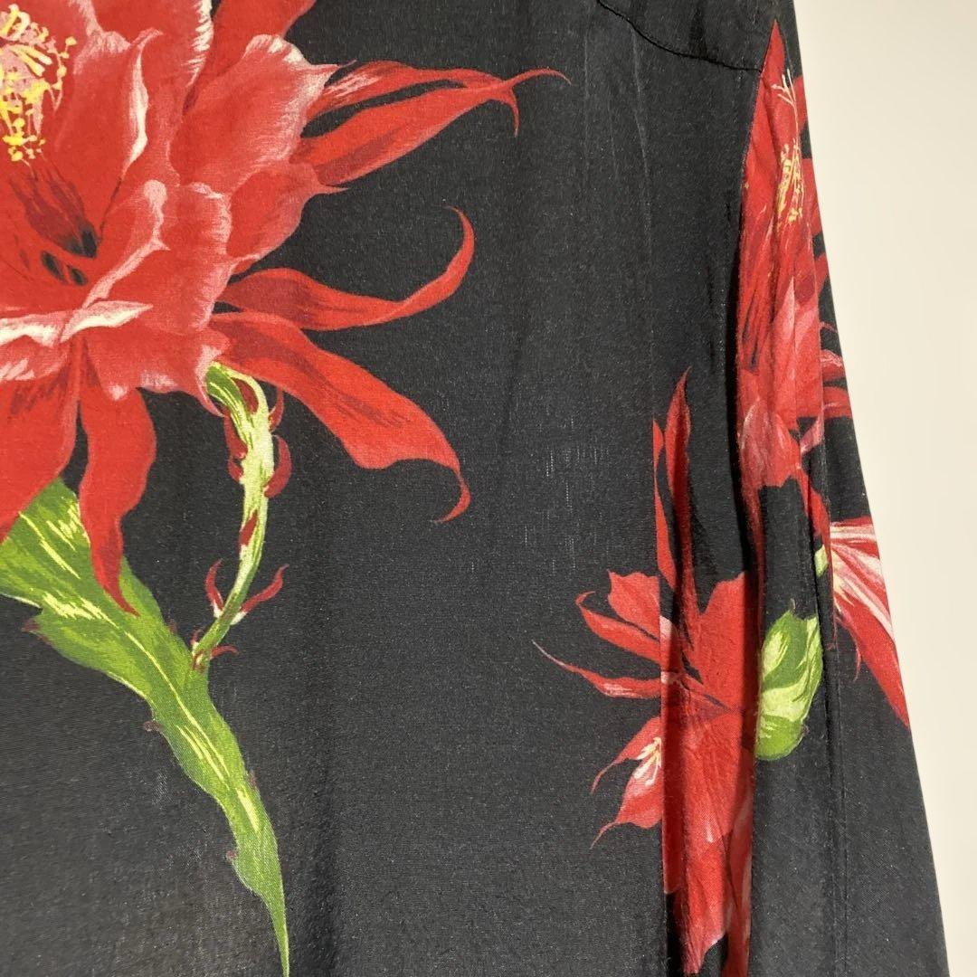 Y's ワイズ 彼岸花 フラワープリント レーヨンシャツ