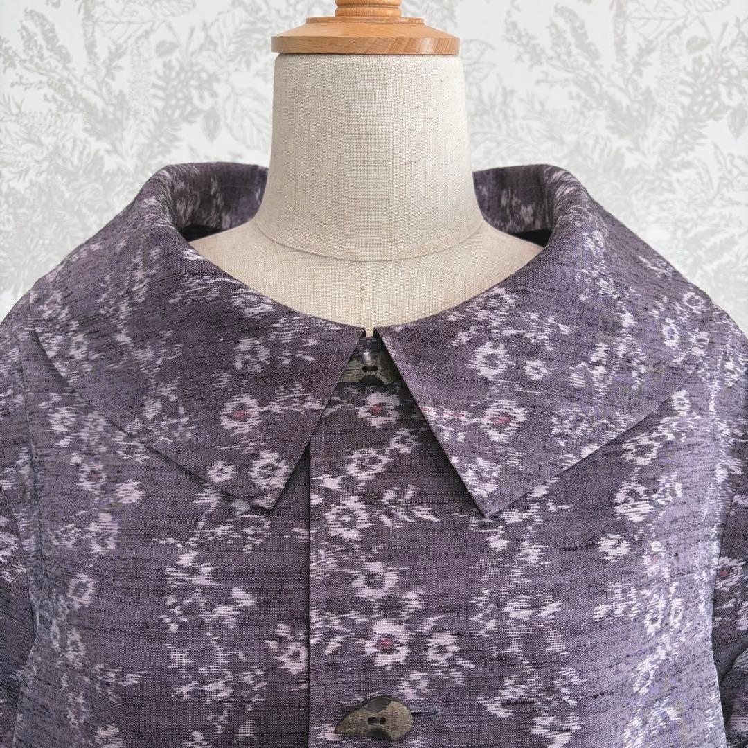 着物リメイク上質な紬のリバーシブルコート