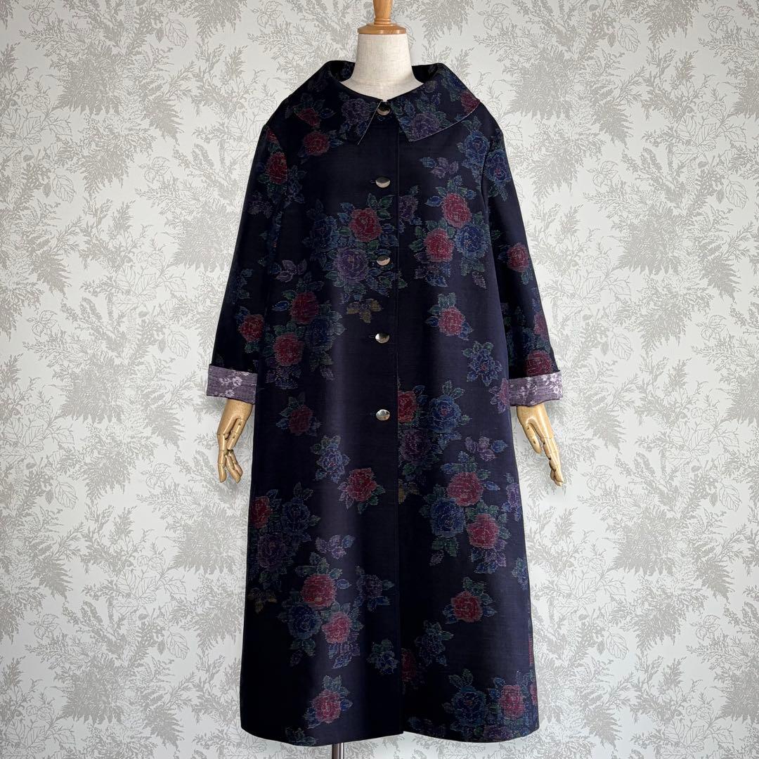 着物リメイク上質な紬のリバーシブルコート