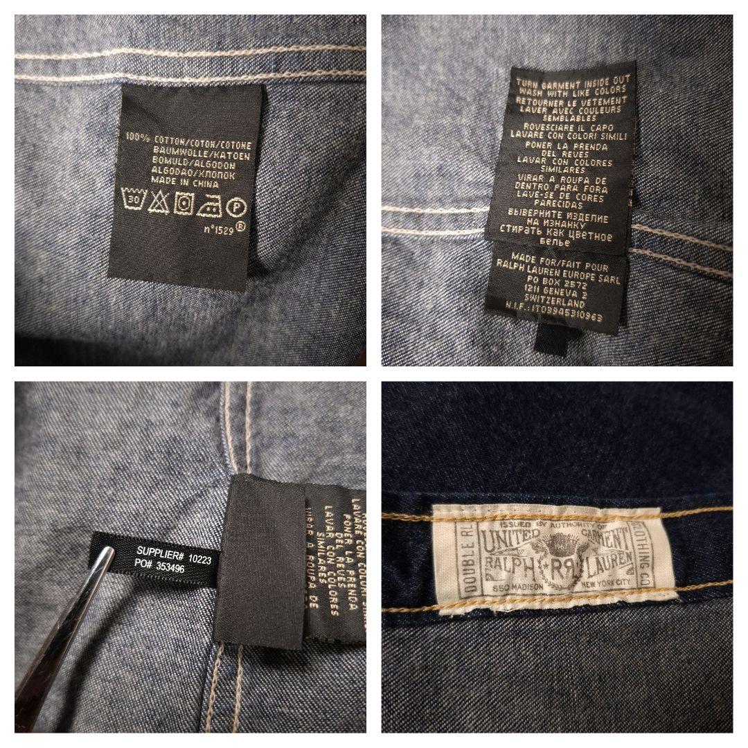 ​極美品 RRL ダブルアールエル デニムシャツ ウエスタン 一つ星タグ 濃紺M