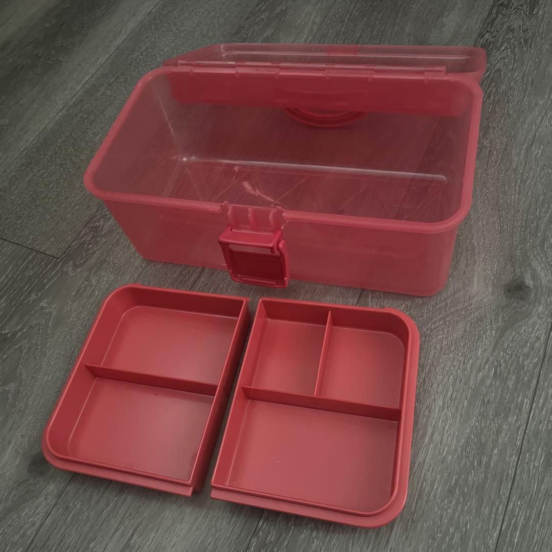 ハローキティ　ツールボックス　プラスチック収納　持ち手付き　2段　ローズ　薔薇