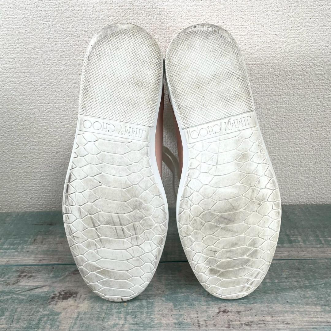 着用2回 JIMMY CHOO スタッズ レザー ハイカットスニーカー 42