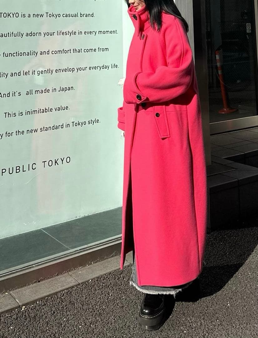 PUBLIC TOKYO ウールベロアスタンドカラーコート