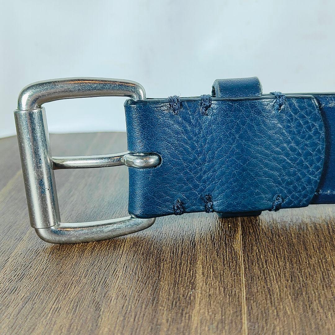 【極厚シボ革正規品】POLO RALPH LAUREN 高級ネイビードレスベルト