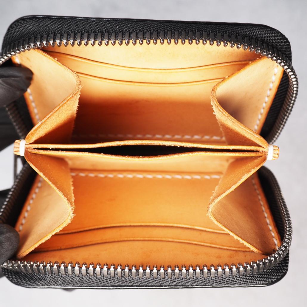 ビーズ屋公ちゃん。 ラウンドジップウォレットミニ コードバン ダブルカット 黒