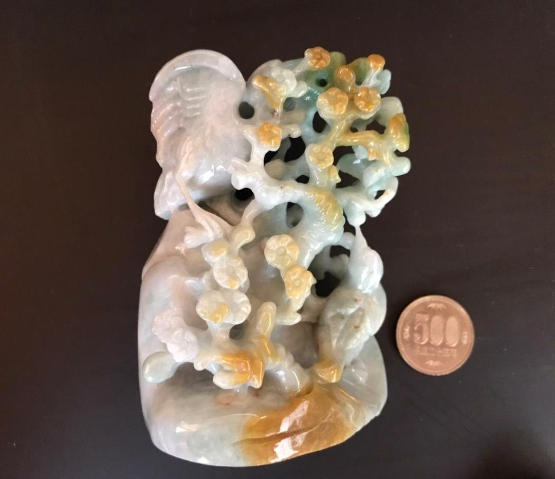 ★高級品一点物★【天然石　梅鶴延年】本翡翠　パワーストーン