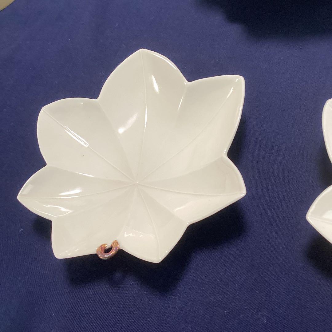 割烹食器　作家　窯元　色々食器　和食店　　　白釉紅葉向付9客　新品未使用