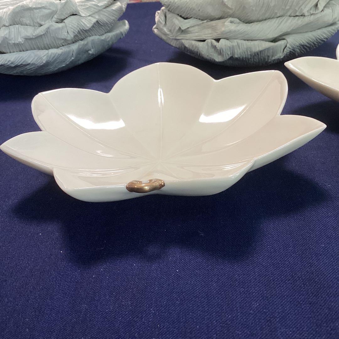 割烹食器　作家　窯元　色々食器　和食店　　　白釉紅葉向付9客　新品未使用