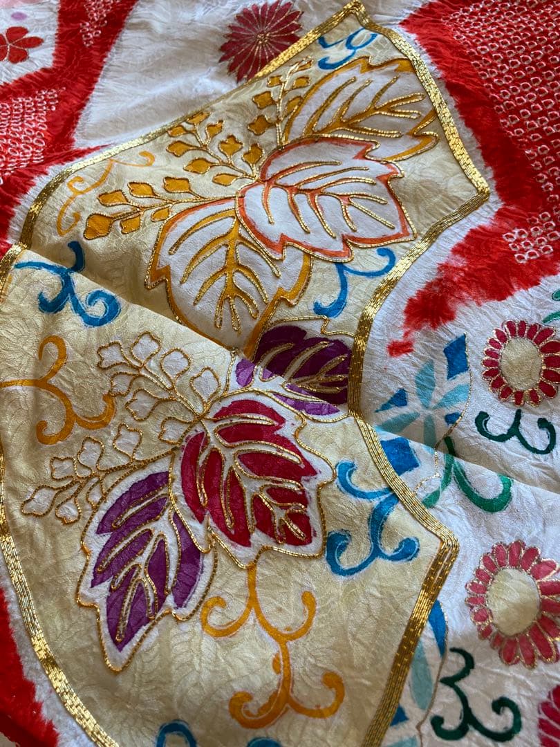 アンティーク総絞り金糸振袖　七五三　7歳着物帯小物セット　卒業式　袴　十三参り