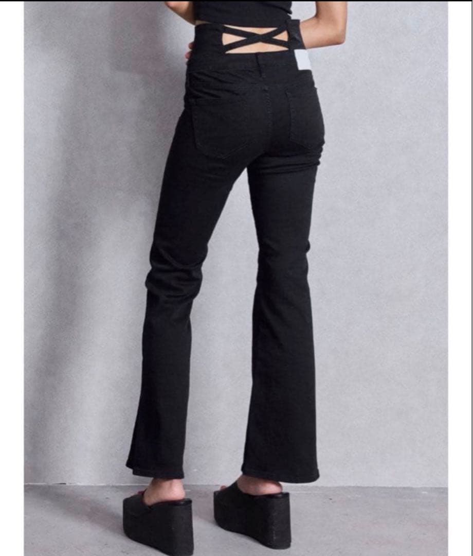 【GYDA】ハイウエストBACKクロスフレアパンツ S