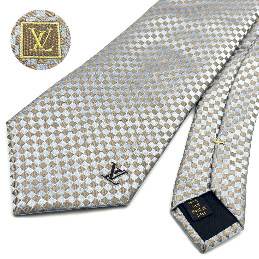 【美品】LOUIS VUITTON ダミエ柄 ネクタイシルク100% フォーマル