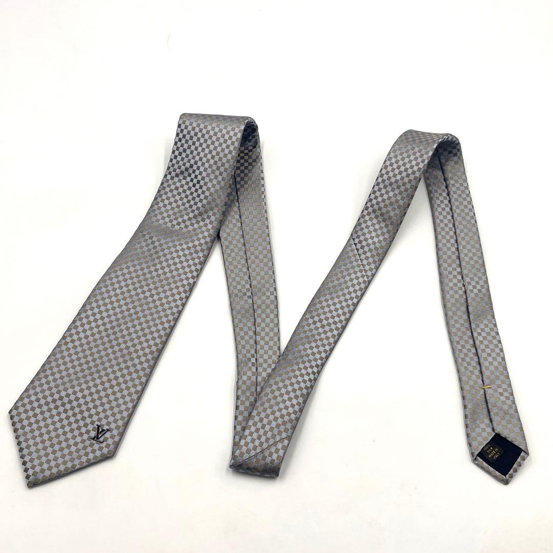 【美品】LOUIS VUITTON ダミエ柄 ネクタイシルク100% フォーマル