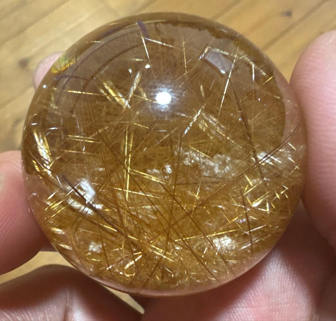 【極上品】希少クリアタイプ　ゴールドルチルスフィア 丸玉　約4.6cm クリア