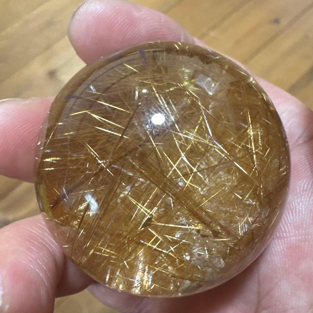 【極上品】希少クリアタイプ　ゴールドルチルスフィア 丸玉　約4.6cm クリア