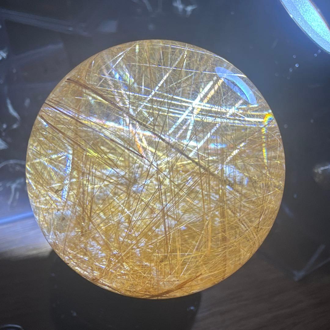 【極上品】希少クリアタイプ　ゴールドルチルスフィア 丸玉　約4.6cm クリア