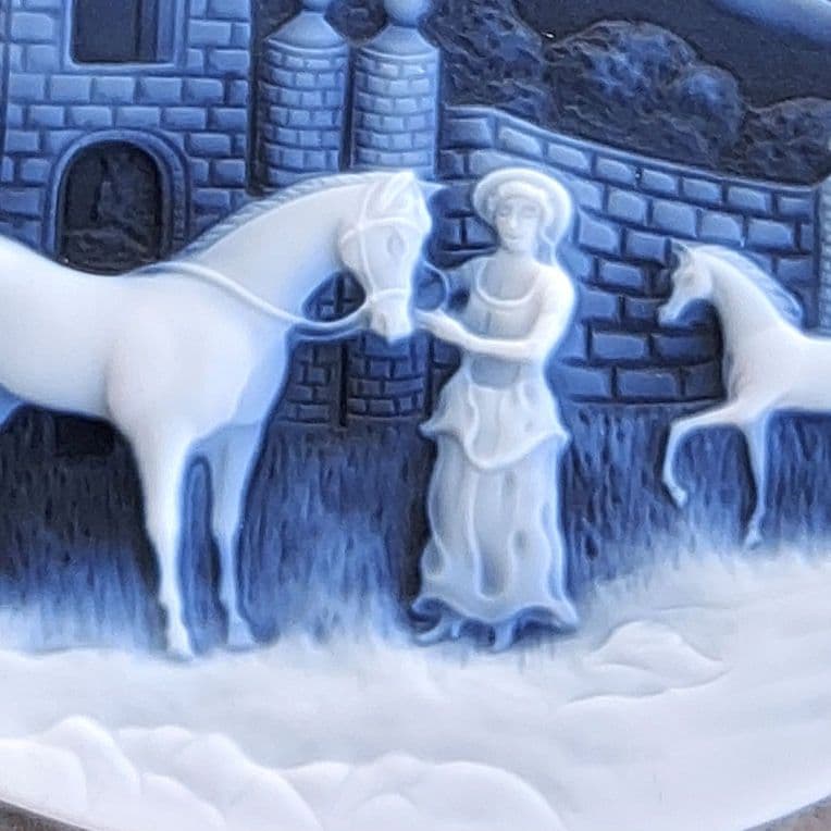 馬と女性　メノウ　カメオ　ルース