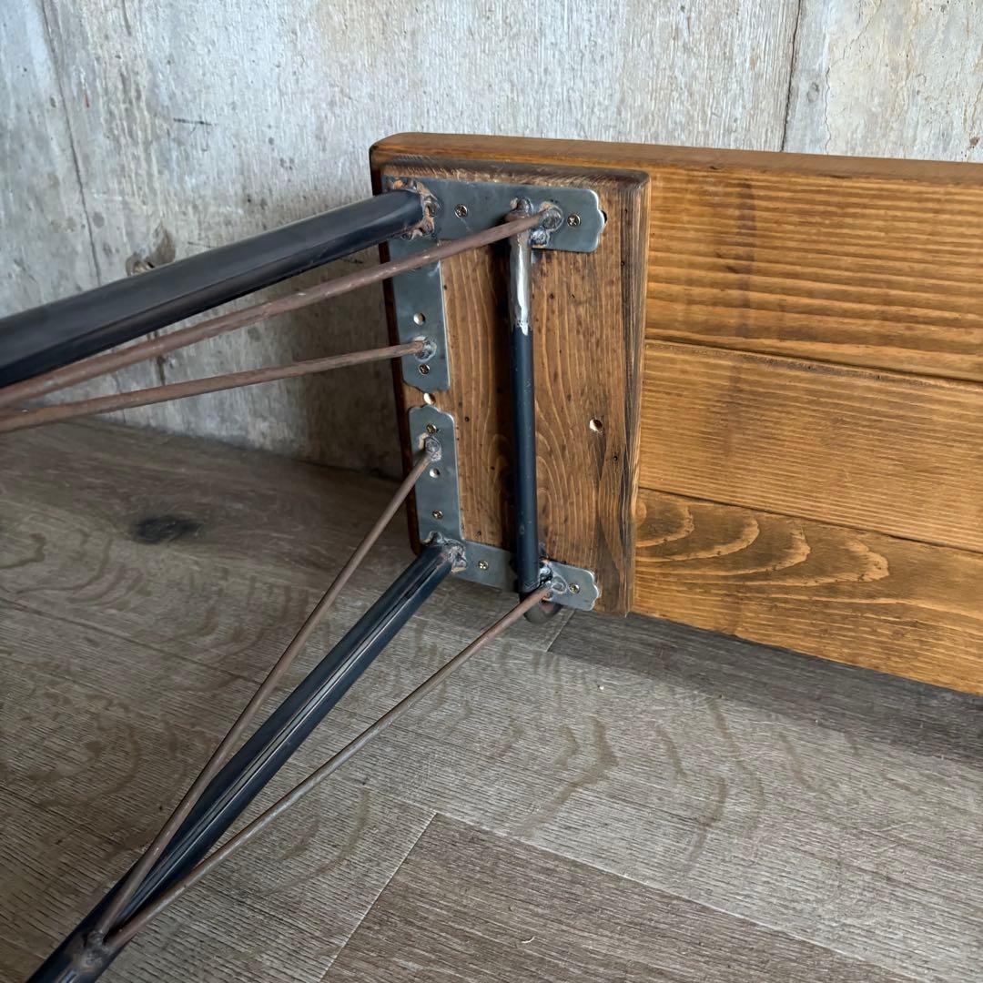 インダストリアル　ローバックベンチ　ヴィンテージ　アイアンフレーム　古材