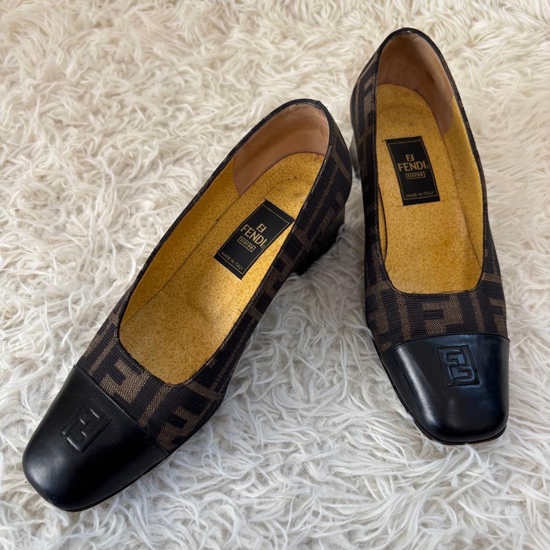 ✨フェンディ　ズッカ柄　チャンキーヒール パンプス　ローファー 23