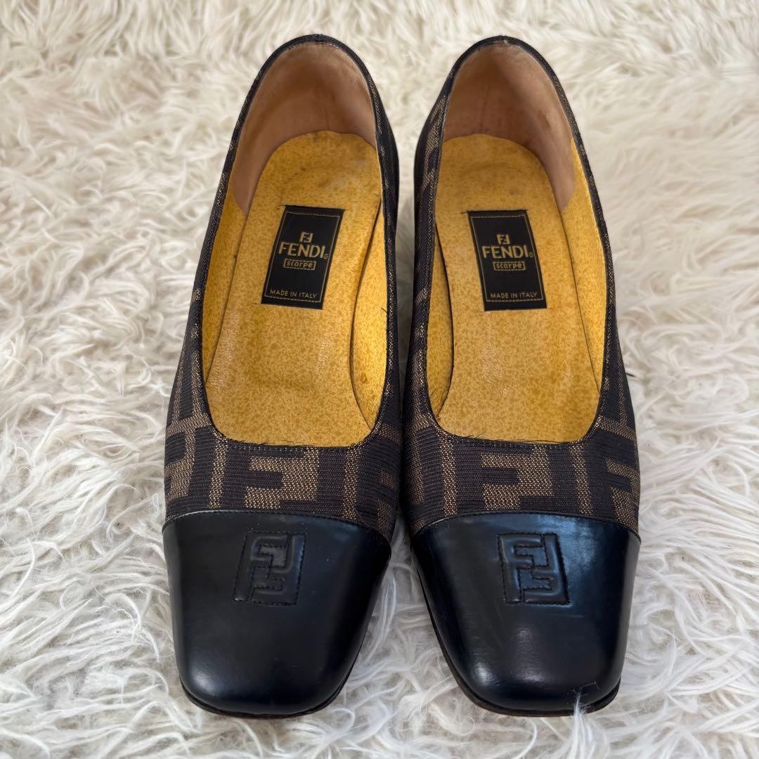 ✨フェンディ　ズッカ柄　チャンキーヒール パンプス　ローファー 23