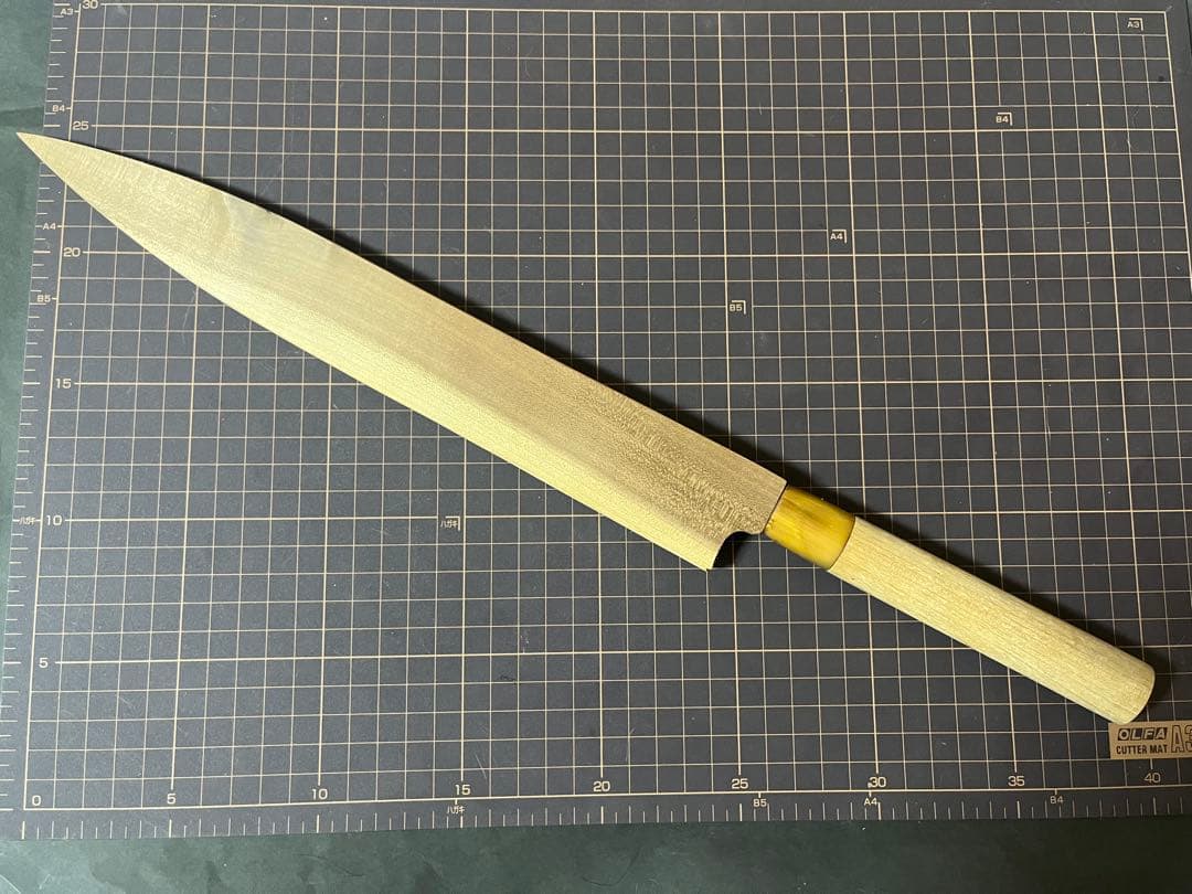 有次 柳刃包丁 刺身 包丁 特製 白鋼ニ 水牛柄 27cm 鞘付き 研ぎ済み