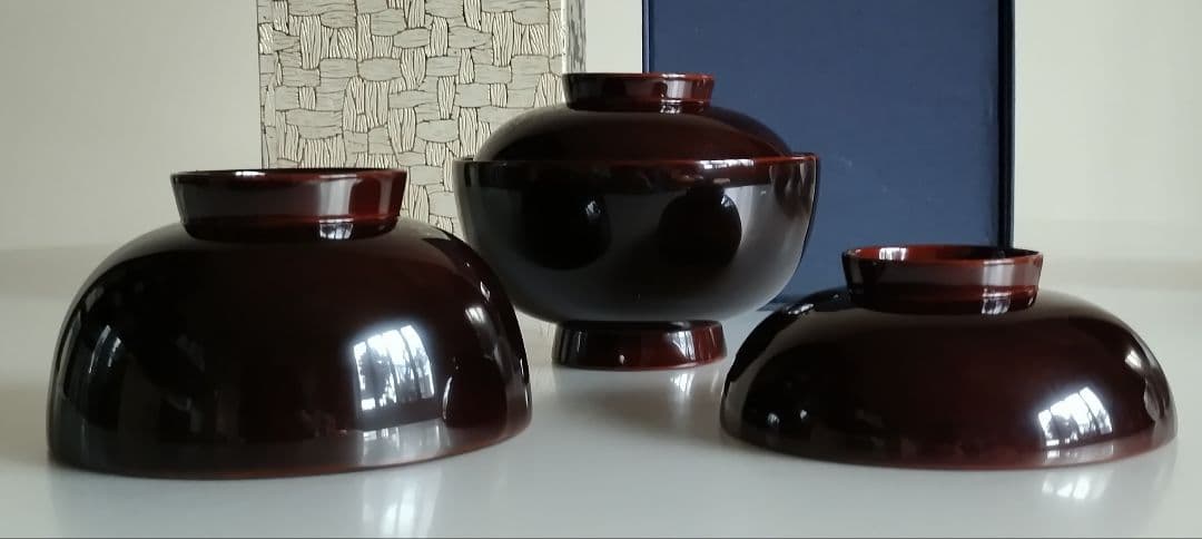 輪島塗　ひょうたん蒔絵　煮物椀　5客セット　溜塗